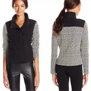 Ella moss black white ikat tribal sleeve button down jacket XS